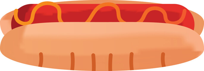 bockwurst concept, hot do with mustard sauce vector color icon design, Germanic symbol, Germany culture sign, Deutschland traditions Elements stock illustration 