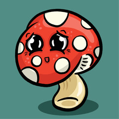 Fototapeta premium Cute Cartoon Mushroom Toadstool Cartoon Character in Vector Illustration