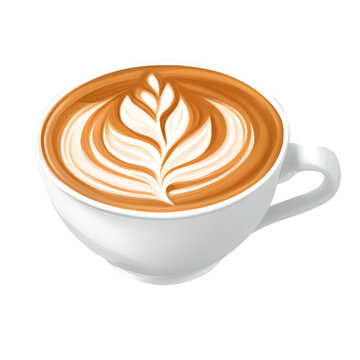 latte art hand drawn with watercolor painting style illustration