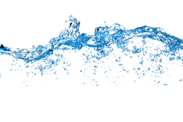 Blue water and air bubbles in the pool over png background