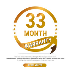 33 month warranty golden badge isolated on white background. label guarantee