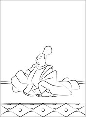 筆書きの百人一首　安倍仲麿