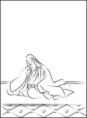 筆書きの百人一首　蟬丸