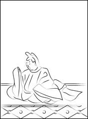 筆書きの百人一首　中納言行平