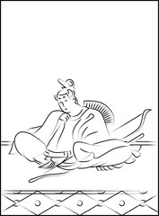 筆書きの百人一首　在原業平朝臣