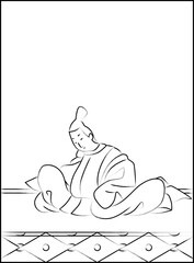 筆書きの百人一首　藤原興風