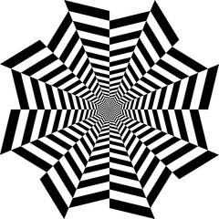 Geometric tunnel in the form of an eight-pointed star, Op art, Psychedelic tunnel