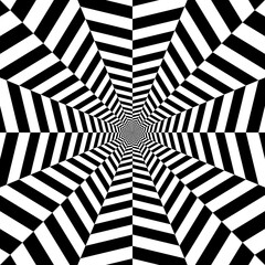 Geometric tunnel in the form of an eight-pointed star, Op art, Psychedelic tunnel