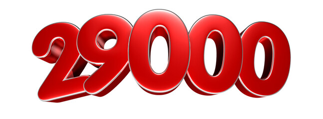 Number 29000 red 3D illustration. Advertising signs. Product design. Product sales.