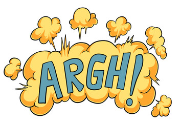 ARGH mad text with yellow smoke