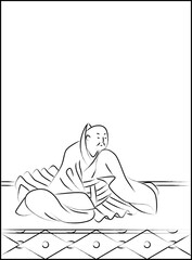 筆書きの百人一首　恵慶法師