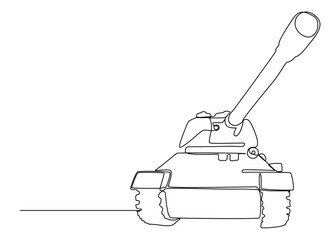 Fototapeta premium One continuous line of Armored Tank. Thin Line Illustration vector concept. Contour Drawing Creative ideas.