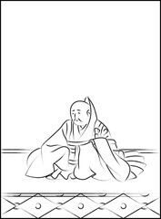 筆書きの百人一首　能因法師