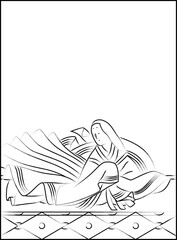 筆書きの百人一首　待賢門院堀河