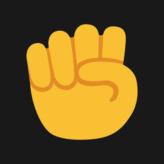 Raised Fist  vector icon. Isolated  symbol of resistance, defiance sign sticker design.  