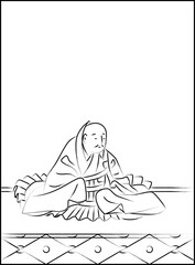 筆書きの百人一首　道因法師