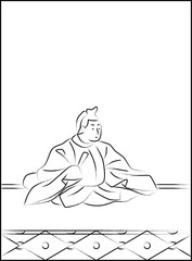 筆書きの百人一首　権中納言定家