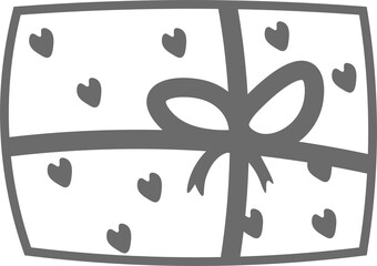 Outline transparent icon & symbol of gift box, present with ribbon for template graphic element usage