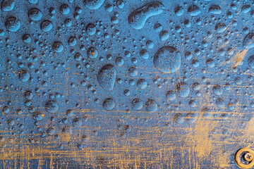 water drops on blue background