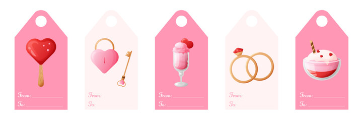 Set of Valentine's day tags for gift boxes, sale, banners and more.