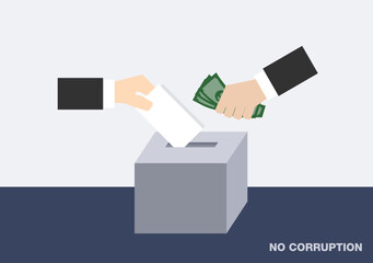 no corruption voter with money at ballot polling station background