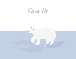 polar bear on the iceberg vector for global warming campaign 03