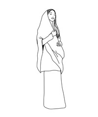 Malay girl woman in a traditional dress outfit illustration
