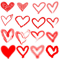 Hand drawn red  heart  white background design elements for Valentine’s Day, wrapping, greeting card, wallpaper, background 