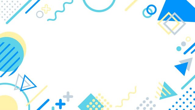 ブルーとイエローのメンフィス風のモーショングラフィックス
