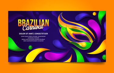 Rio Carnival Celebration Horizontal Banner Design With colorful elements 