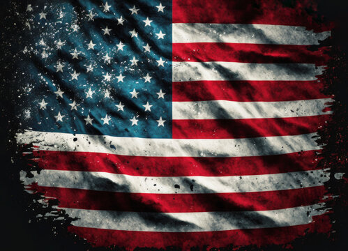 Grunge background texture american flag of usa. AI generation.