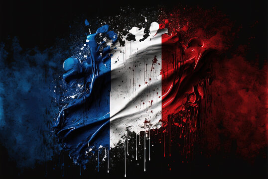Abstract france flag background with grunge style, AI generation © oleh11
