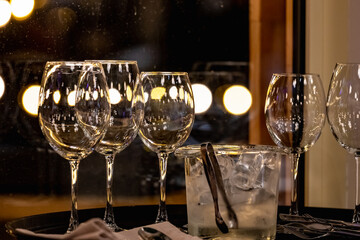 wine glasses in a bar row