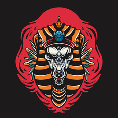 Anubis Head Vector Retro Illustration