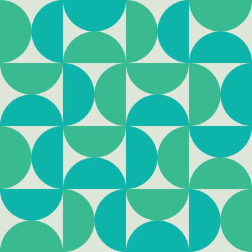Mid century modern Half circles seamless pattern in mind green and teal . For home decor, backgrounds, textile and wrapping paper 