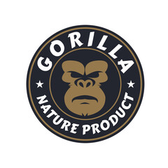 Vector vintage emblem logo design template with gorilla and monkey image