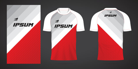 red white sports jersey template for team uniforms and Soccer t shirt design