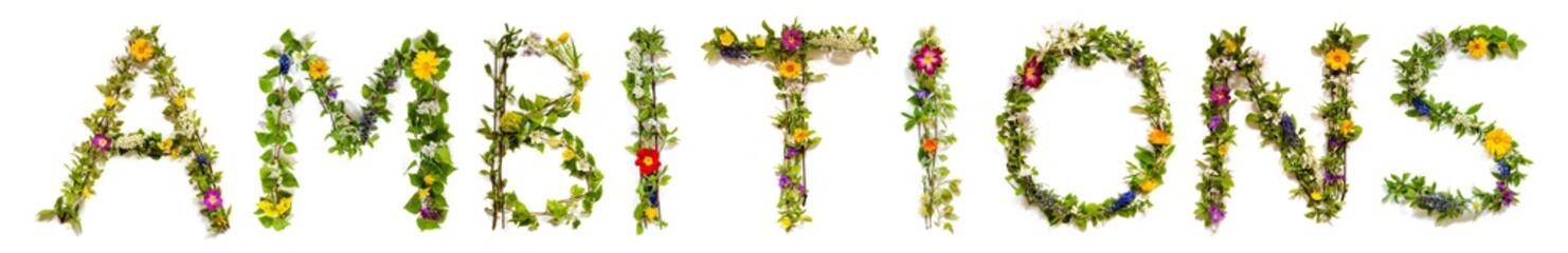 Blooming Flower Letters Building English Word Ambitions