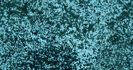 Sequins turquoise blue metallic glitter background,sparkling sequined textile. Abstract texture.Selective focus.