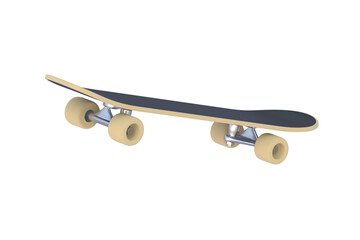 Skateboard isolated on white background. Youth culture and lifestyle. Extreme sports. 3d render