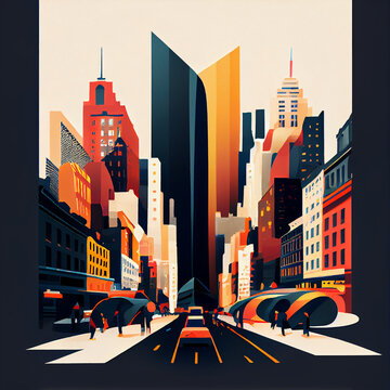 Abstract illustration, New York landmarks as a poster.