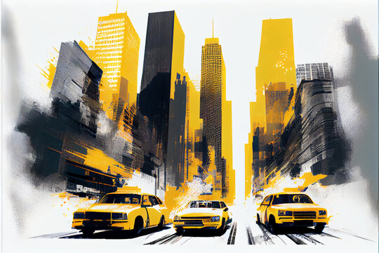 Abstract Illustration, New York Landmarks As A Poster.