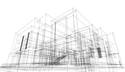 house building sketch architecture 3d illustration