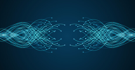 Ai technology. Concept of artificial intelligence. Blue and dots lines. Digital, communication, science, networks