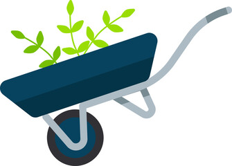 Garden wheelbarrow with plant