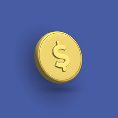 A golden coin. Colored vector illustration. 