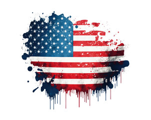 Grunge American flag. Watercolor flag of USA. AI generation.
