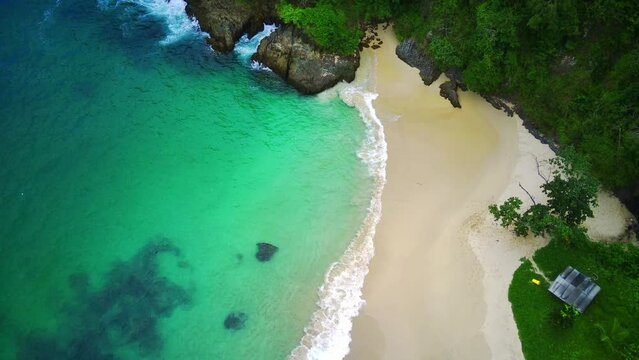 Flying over Teluk Ijo or Green Bay in Banyuwangi. east java