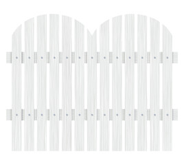 Wooden fence design. Rural fencing board construction in flat style. Enclosing planks, yards barrier. Farm or rural house boundary isolated on white background