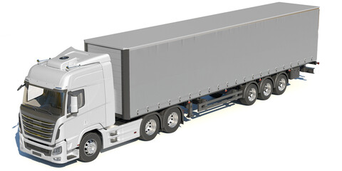 3d illustration - European truck with trailer, on a white background © colatudo